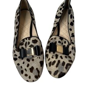 Cole Haan Animal Print Loafers with Black Bow